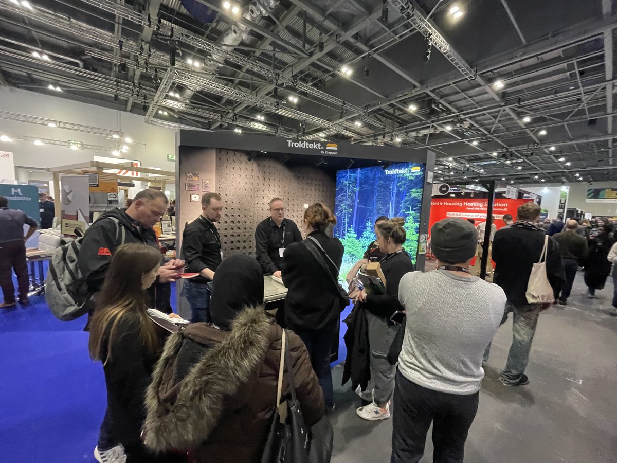 ⁦<a href="/Troldtekt/">Troldtekt A/S</a>⁩ stand attracting a crowd.   ⁦<a href="/FuturebuildNow/">Futurebuild</a>⁩ ⁦<a href="/fisorg/">Fit-Out Sector</a>⁩