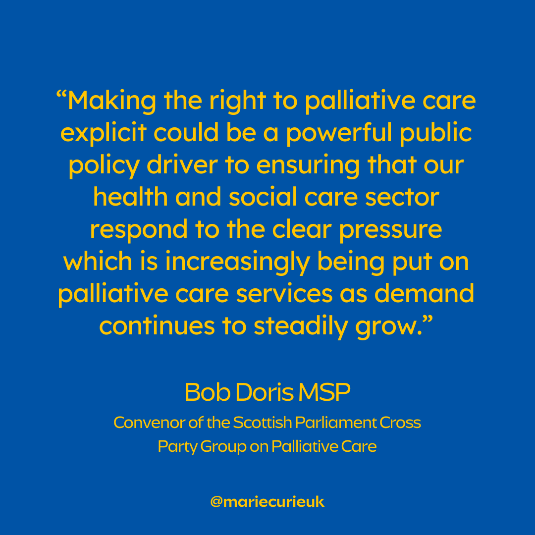 5/ By 2040, 10,000 more people will need palliative care each year, with two thirds of all deaths taking place in people's own homes, hospices and care homes. In supporting a right to palliative care, @BobDorisSNP highlights the importance of empowering our workforces