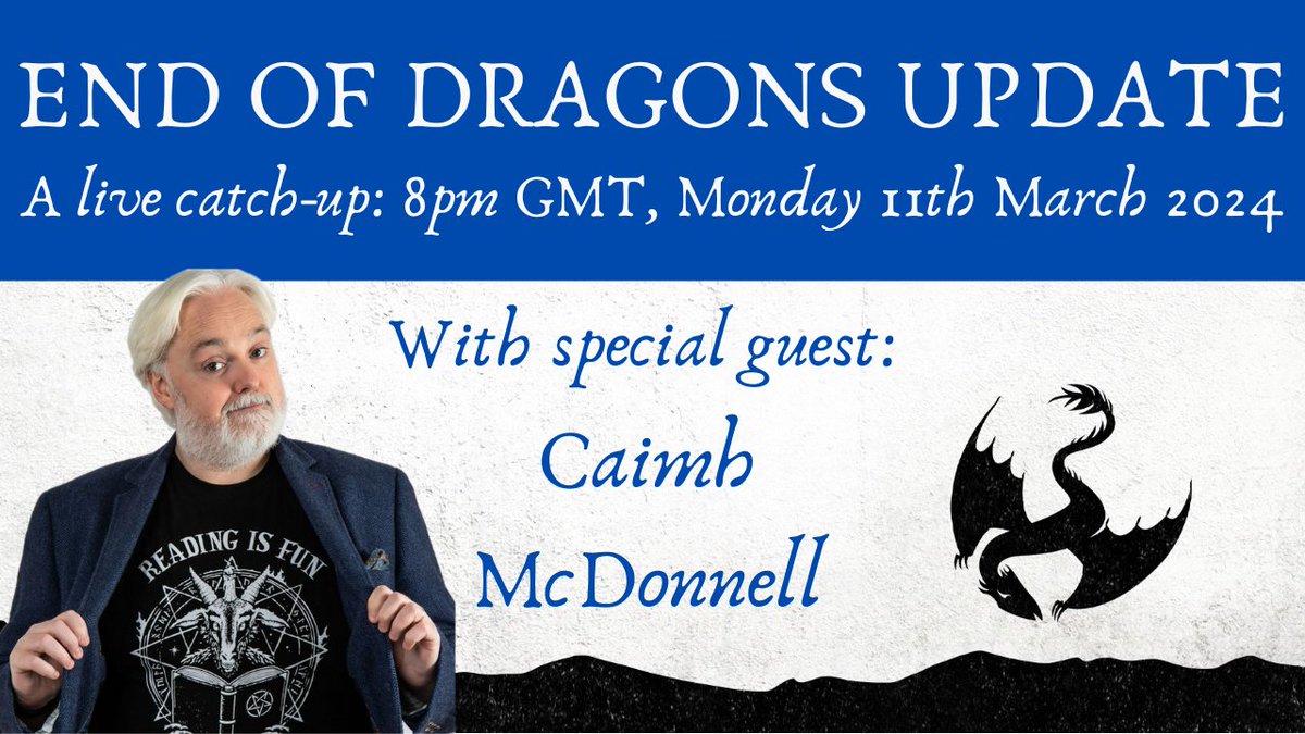 Livestream, Monday 11th, 8pm GMT: a COVER REVEAL for the new look End of Magic by Alejandro Colucci, special guest <a href="/Caimh/">Caimh McDonnell</a> talks editing, and I have updates galore! Grab a cuppa and join us... youtube.com/live/ILSAZAKy9…