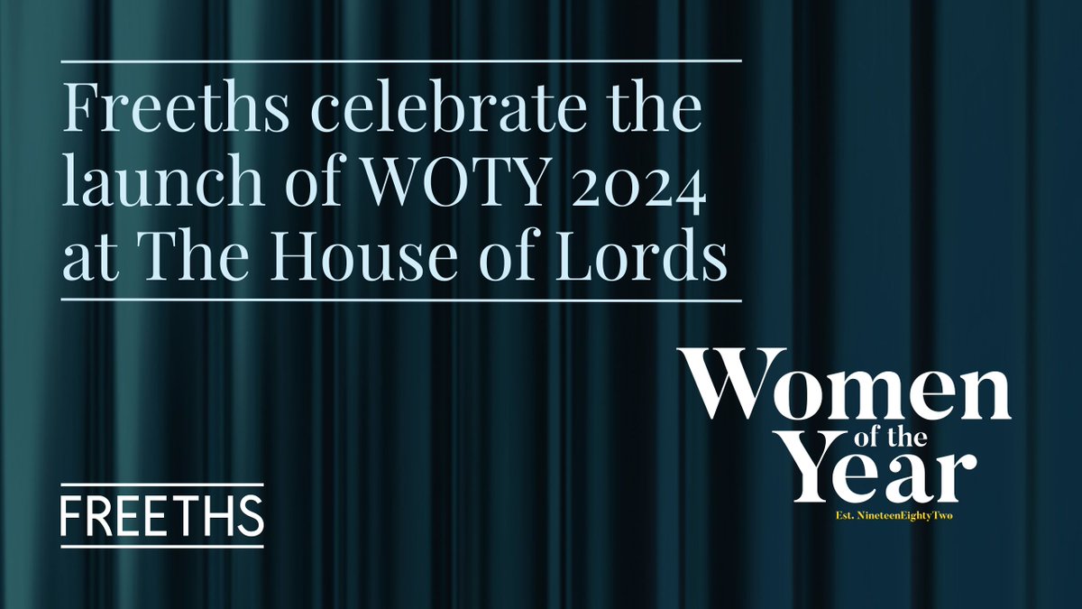 Freeths are excited to be attending The House of Lords today to celebrate the launch of the 42nd @women_oftheyear (#WOTY)👏 As a long-standing sponsor of WOTY, Freeths will be attending the prestigious event today, including Managing Associate & WOTY Director, Zalena Vandrewala