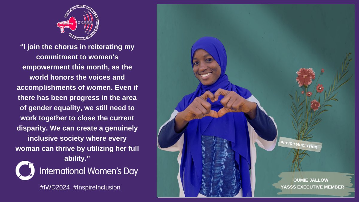 #Internationalwomensmonth
We can create a genuinely inclusive society where every woman can thrive by utilizing her full ability.
#InspireInclusivity #IWD2024 #breakthebarrier #CSE4All #Yasssgambia