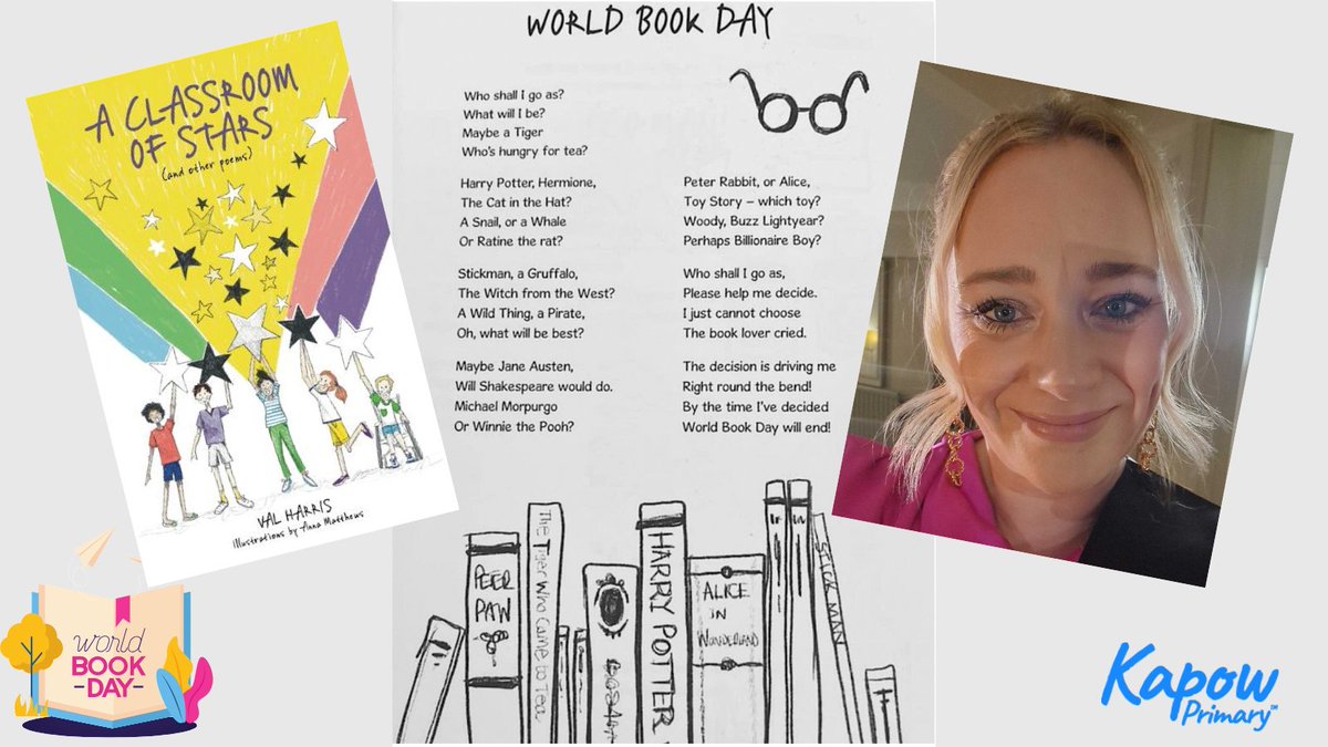 📕Our content creator, Emma Symonds, has recommended a lovely poem for #WorldBookDay, written by Val Harris - <a href="/dragontripper/">Val Harris @dragontripper 📕 A Classroom of Stars</a>

📙It comes from a fantastic collection of fun poems - 'A Classroom of Stars’.

📗What books or poems would you recommend?

<a href="/WorldBookDayUK/">World Book Day UK 📚</a> <a href="/EmmaSymonds100/">Emma Symonds</a>