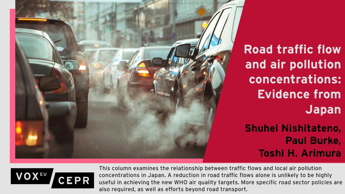 A reduction in road #traffic flows alone is unlikely to be highly useful in achieving the new #WHO air quality targets. Shuhei Nishitateno @KwanseiEnglish, @burke_ec @ourANU, Toshi H. Arimura @waseda_univ @PSEinfo @sciencespo @ScPoResearch ow.ly/uuxW50QLx5M