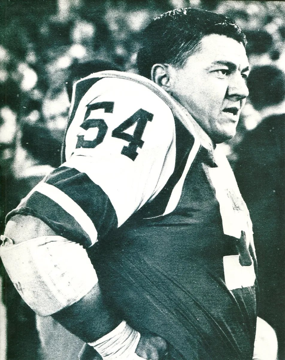 Wahoo McDaniel pictured while he played for the New York Jets. He also played on the Houston Oilers, Denver Broncos & Miami Dolphins. After his football career finished, he became a huge star in professional wrestling #WahooMcDaniel #football #NewYorkJets #NYJ #prowrestling #Jets