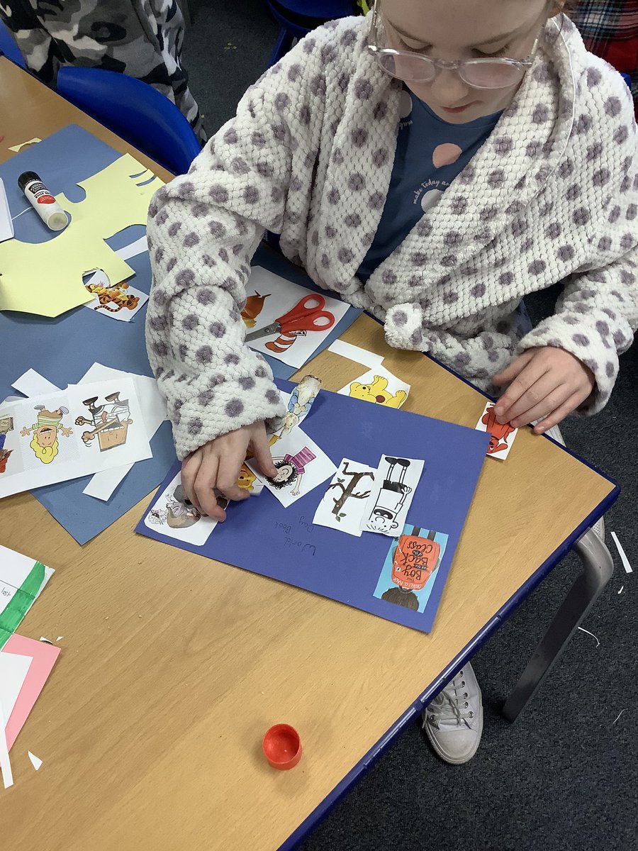 BlackoPrimary's tweet photo. We have had fantasic collages made with Miss Parker for #WorldBookDay ! We’ve made characters such as Dog Man and Matilda made through collages and play-doh! Amazing creations from across the school! @ThePennineTrust https://t.co/hMNW55XzI1