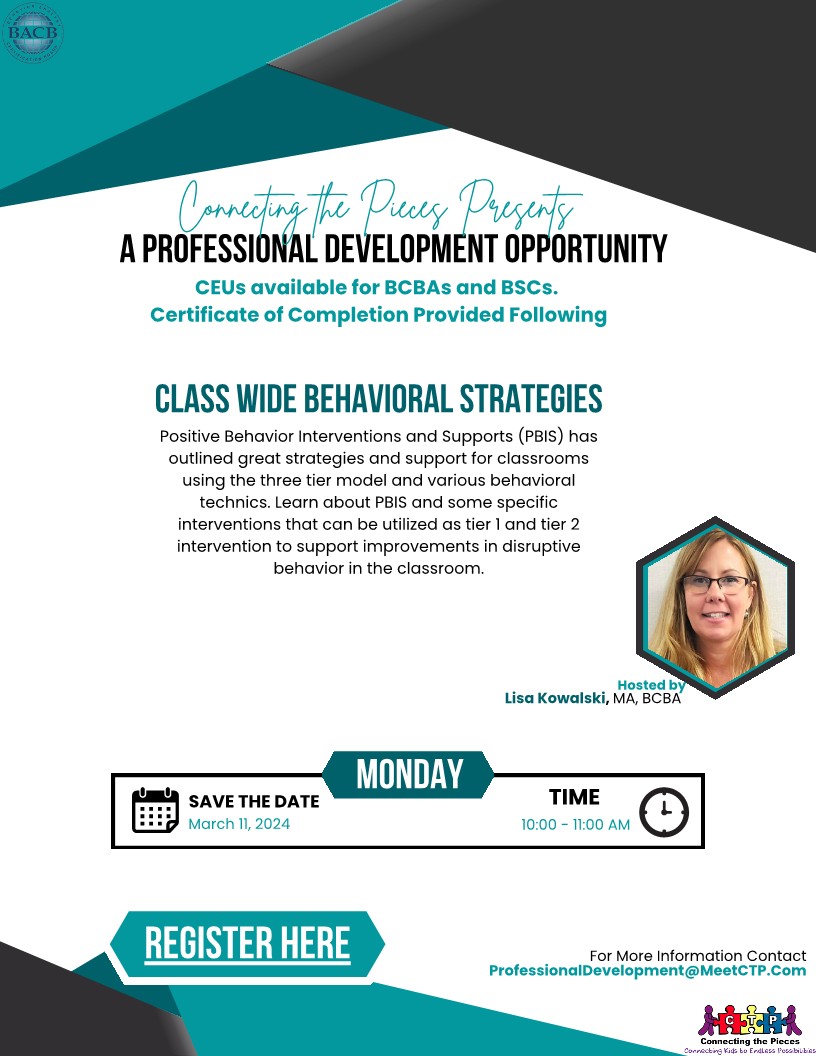 MeetCTP's tweet image. Come join our Classwide Behavior Supports Webinar on Monday and earn free CEUs! See flyer below for details. #BCBA #BSC #CEU #ABA #MeetCTP