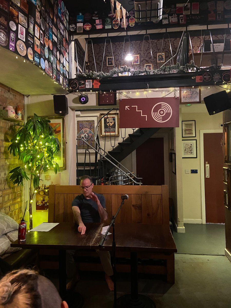 tombranfoot's tweet image. Fran, Scott &amp;amp; Dan reading at More Song last night! Thanks everyone for coming @TheRecordCafe 🪶