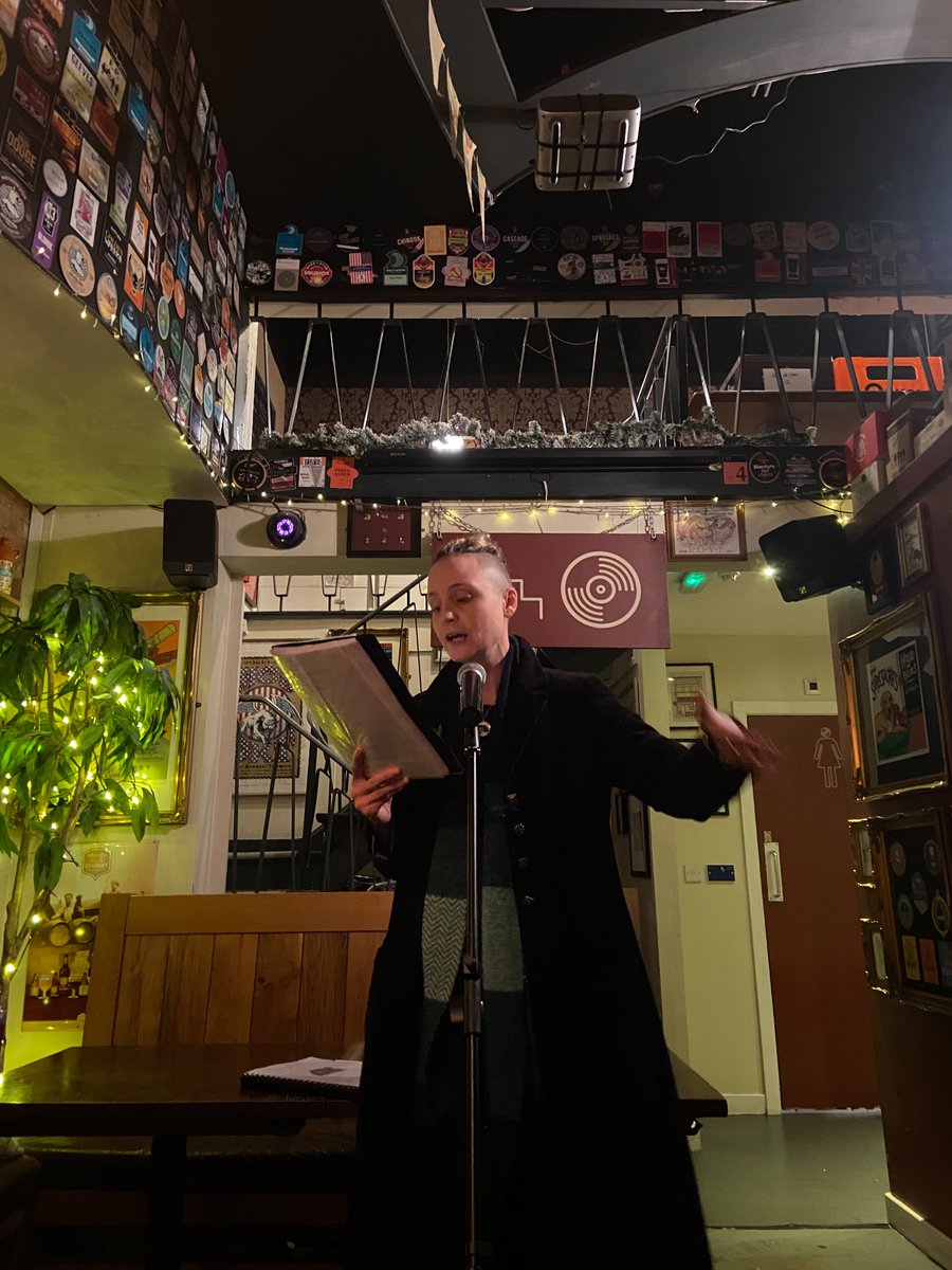 tombranfoot's tweet image. Fran, Scott &amp;amp; Dan reading at More Song last night! Thanks everyone for coming @TheRecordCafe 🪶