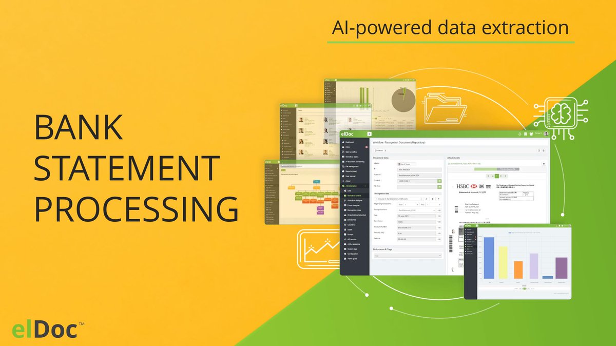 Turn #BankStatements into meaningful data with Integrated #IntelligentDocumentProcessing Solution.

Learn more 👉 eldoc.online/solutions/bank…

#elDoc #AI #DataCapture #DataExtraction #DataRecognition #DocumentUnderstanding #OCR #IDP #IntelligentAutomation #SaaS #NoCode #BPM