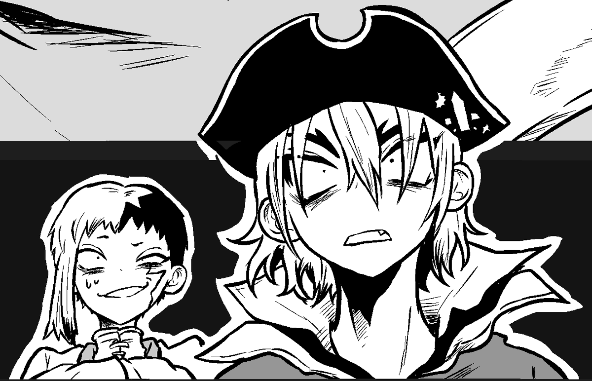 小さいコマとかコマの後ろにもがっつりキャラ描くのが好き
手癖ましましなお気に入りな表情 