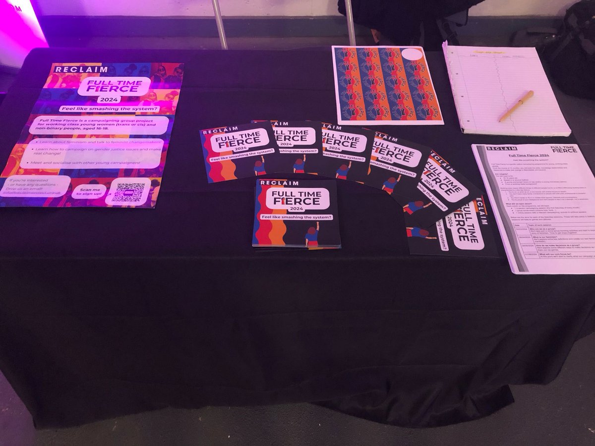 RECLAIMproject's tweet photo. If you are interested in joining an amazing programme to smash gender justice you can find us today at @FS_MediaCityUK in Salford!! Come and grab a sticker and have a chat with us 🔥🔥🔥 #FullTimeFierce https://t.co/DPO38uBAwa