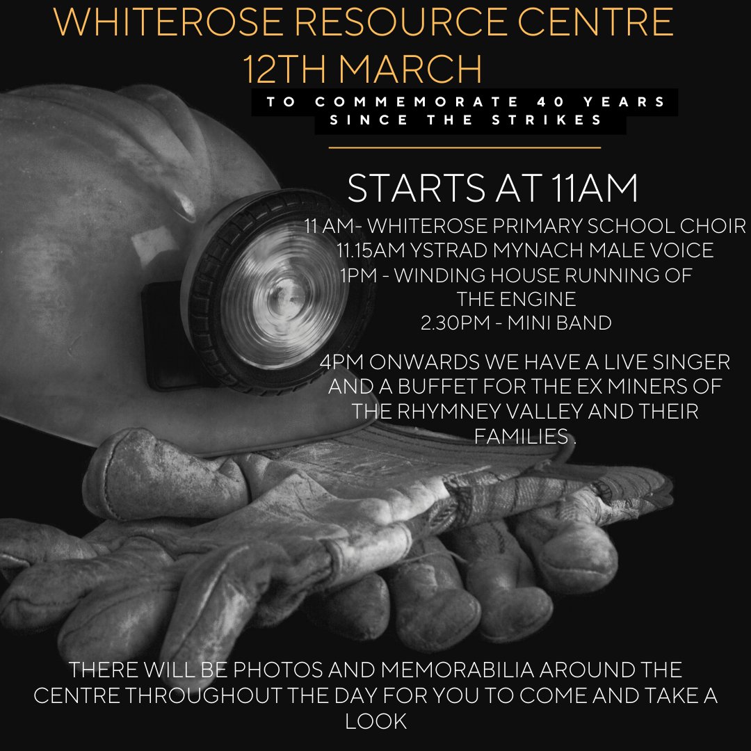 Whiterose are commemorating 40 years since the miners strike on March the 12th with a free event. There will be a fantastic display of old photos from the time displayed throughout the centre for people to peruse at their leisure and share their knowledge.