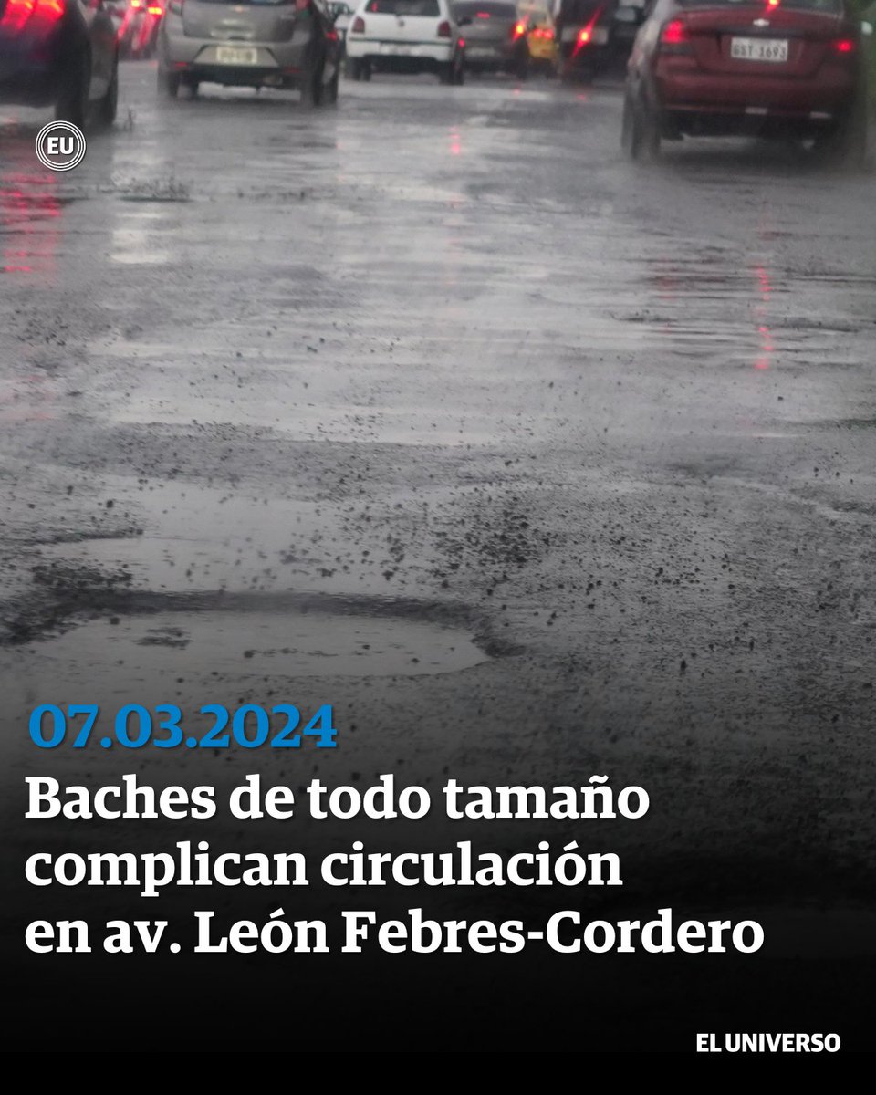 eluniversocom's tweet photo. Baches de todo tamaño complican circulación de autos en la av. León Febres-Cordero de La Aurora https://t.co/uyRBoCokY0 https://t.co/T4gUY145B0