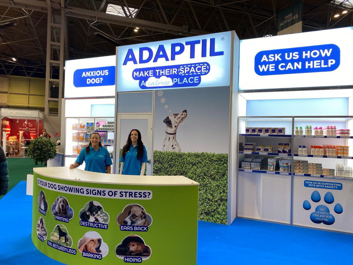 EventsWithJBE's tweet photo. It's our @Crufts debut where we're supporting @Ceva_USA to champion the #Adaptil brand, addressing pet anxiety. 🐾 

The stand has strong visual impact across the arena with striking high-level LED backlit graphics, a bold retail area and a quiet space. 

Have a great show! https://t.co/X60aJulZGR