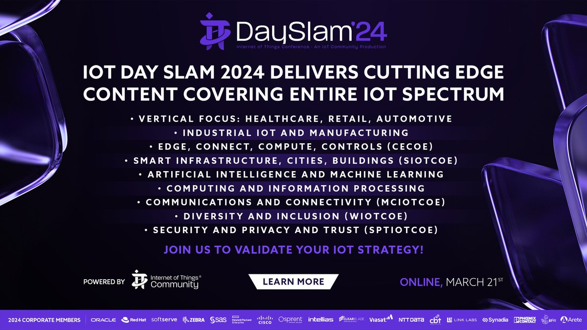 Exactly two weeks to go before #IoTCommunity presents IoT Day Slam 2024. Join us live online via Linkedin Live, Thursday 21st March from 8:30 am EST. Be a part of the World IoT Day 2024 celebrations by clicking on the link below to register. linkedin.com/events/iotdays… #IoTSlam #IoT