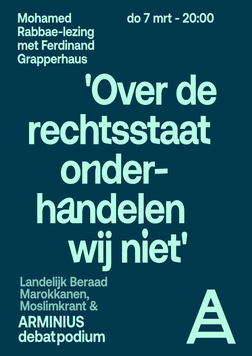 #Vanavond houdt #Ferd_Grapperhaus, deeltijdhoogleraar Rechtsstaat, Samenleving en Rechtspraktijk aan de <a href="/erasmusuni/">Erasmus University</a> de tweede #Mohamed_Rabbae_Lezing. Wilt u erbij zijn, koop dan snel uw toegangskaart via: arminius.nl <a href="/arminius/">Debatpodium Arminius</a>

#Rabbaelezing2024 #Rechtsstaat