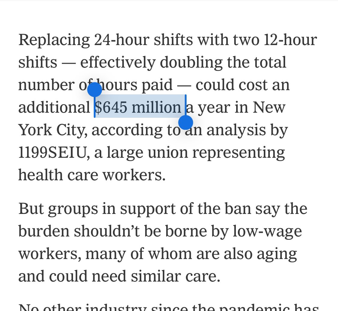 The home care industry openly admits to @nytimes how much they steal from workers every year by relying on unpaid 24-hour shifts.