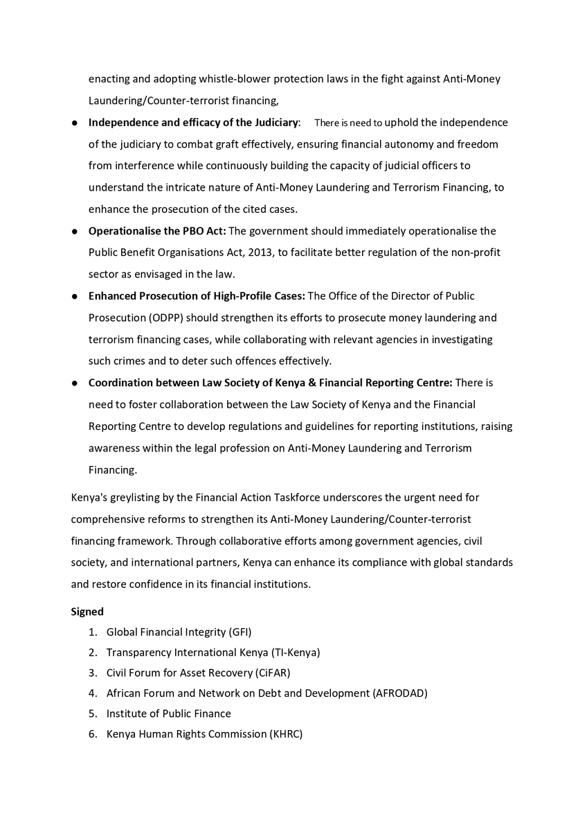 📢#PressRelease: Grey-listing of #Kenya by Financial Action Task Force Calls for Urgent Reforms to Combat Financial Crime. @FATFNews @AFRODAD2011 @CiFAR_EU @ipf_global @TIKenya @thekhrc Full statement: ➡️ gfintegrity.org/press-release/…