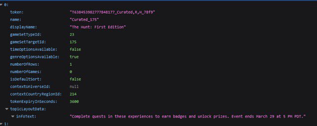 RBXEventHunters's tweet image. ‼️THE HUNT NEW LEAKS‼️
The description of the event has leaked and the game sort is now visible on Roblox Mobile!
Description: “Complete quests in these experiences to earn badges and unlock prizes. Event ends March 29 at 5 PM PDT."
Credit: @RealFunkyWorm @LukasThePickle