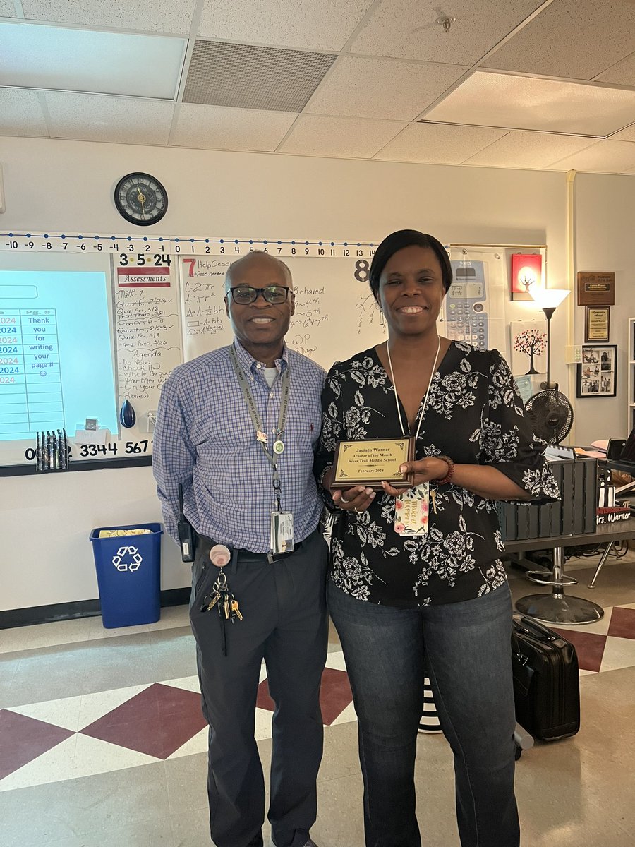 We have a tie! Congratulations to our two Teachers of the Month, Ms. Anderson and Mrs. Warner, for demonstrating the character word, ‘Responsibility’ in February. @FultonCoSchools @FCSSuptLooney @FultonZone6 @RiverTrailPTO