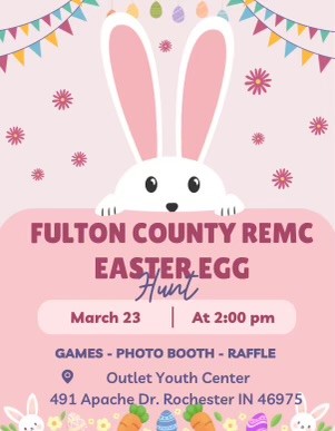 Mark your calendars for the annual Fulton County REMC Easter Egg Hunt!  We are excited to be teaming up with The Outlet Youth Center again this year!  See you March 23rd!
#LightingThePath