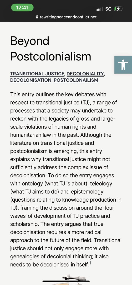 I contributed an entry on Transitional Justice and Decolonisation for the Encyclopaedia we’re launching. Do check it out - as well as other entries - on concepts and theories! (check the one on intersectionality by @juliagonzalezvi!) @postcolh22 rewritingpeaceandconflict.net/2024/02/13/tra…