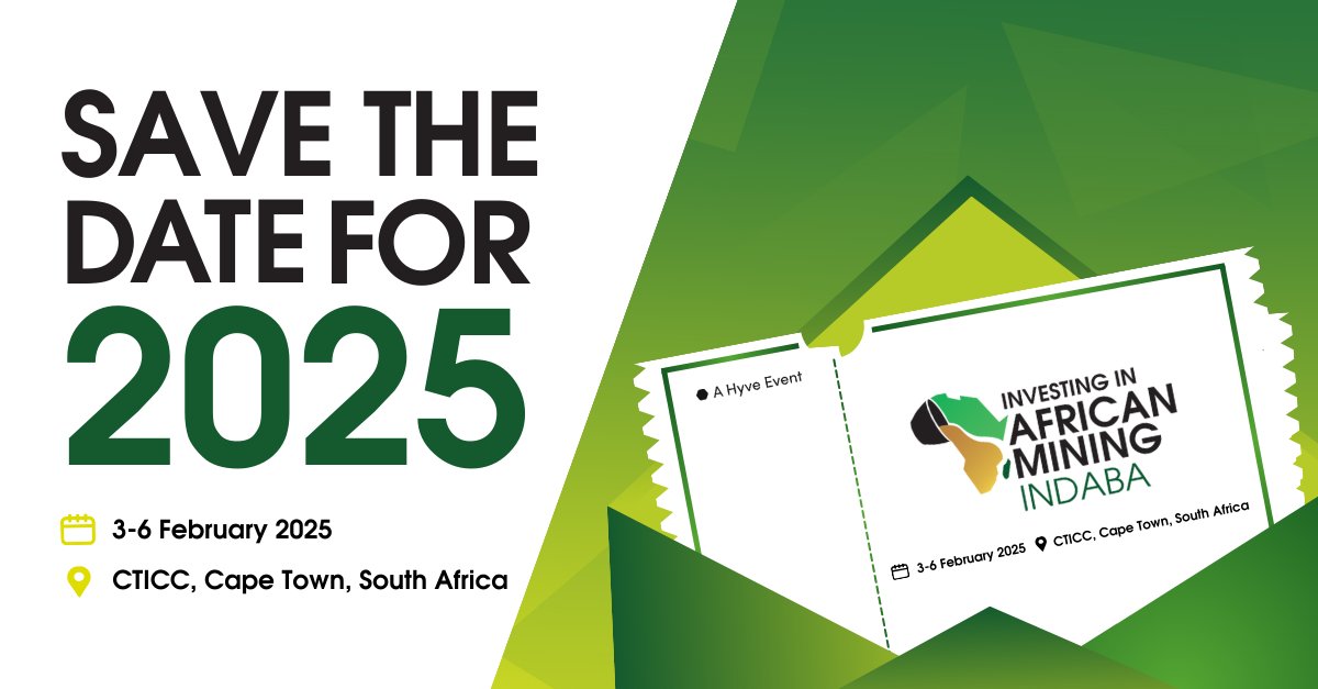 Save the date for Mining Indaba 2025! Join #MI25 from 3-6 February 2025 for the premier event in the mining industry! Don't miss out on networking, insights, and innovation. Register your interest for #MiningIndaba2025 now: eu1.hubs.ly/H07-BbV0 #MiningIndaba #MiningIndustry
