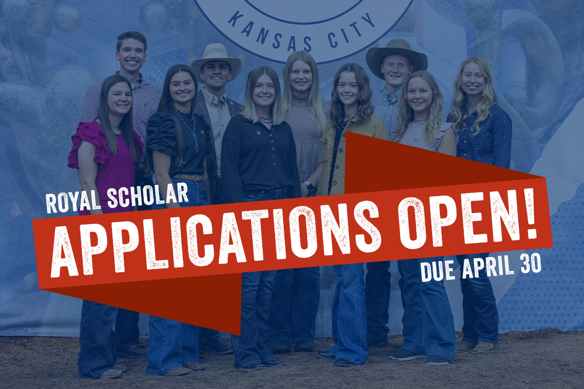Applications are OPEN for the 2024 Royal Scholars class! Ten students will be selected for a $3,000 scholarship and the opportunity to participate in leadership development, networking, and see American Royal events in action. 🔗 bit.ly/RoyalScholars