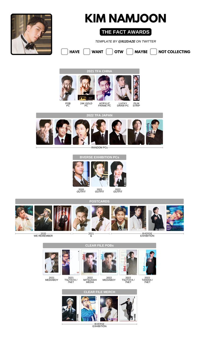 BTS TFA SE PB PHOTOCARD PC WISHLIST WL TEMPLATES✨ ⭐️ The Fact