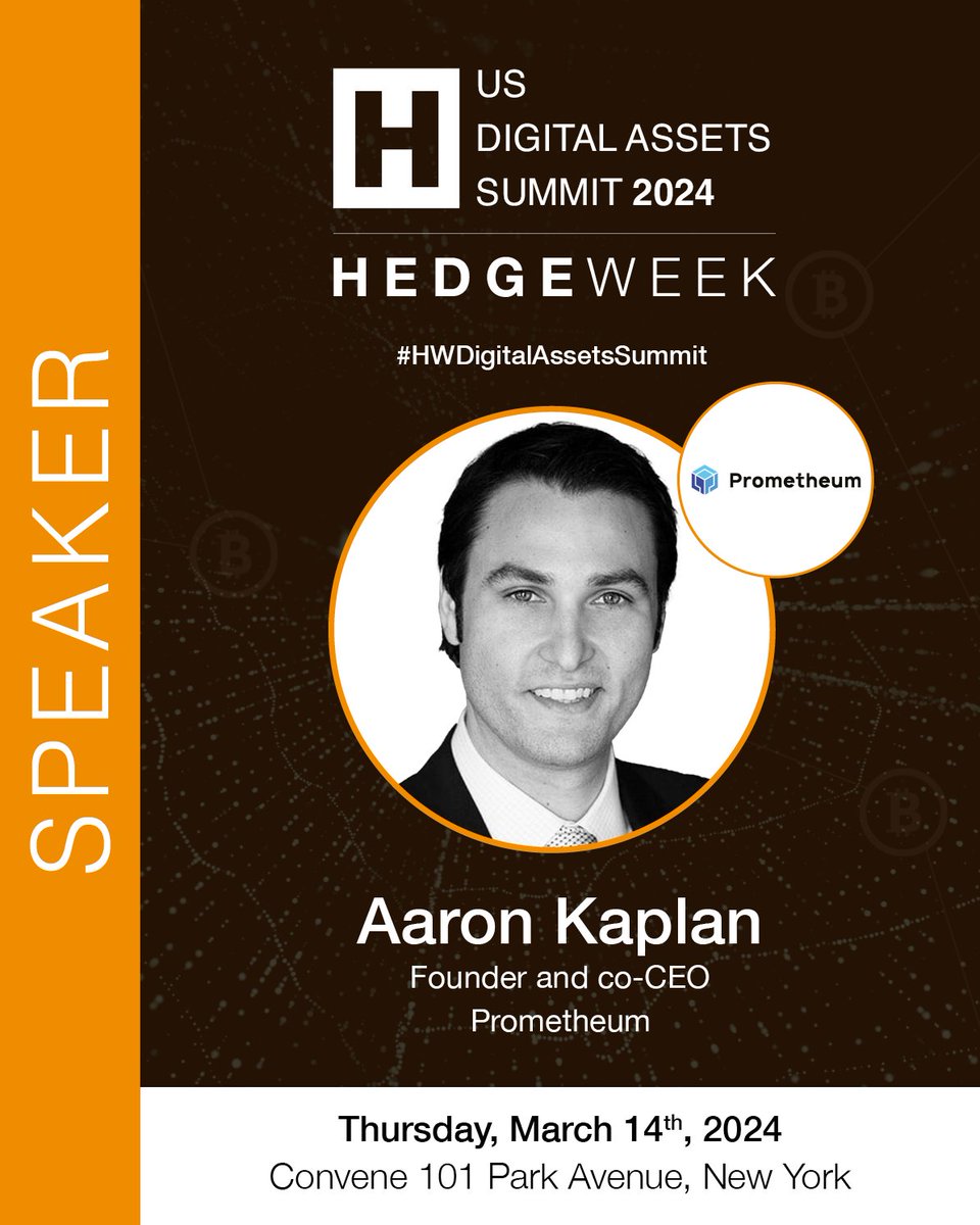 Ready to explore the future of #digitalassets? Join Aaron Kaplan at Hedgeweek's US Digital Assets Summit on March 14th! Gain insights into the evolving digital asset ecosystem and discover what's next for @PrometheumInc. Secure your seat: bit.ly/AKaplan-HW2024