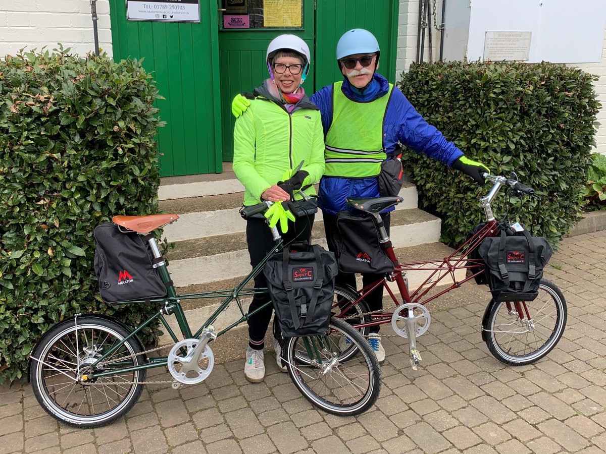 Sue and Howard collecting their new @MoultonBicycles Moulton SST 11s.