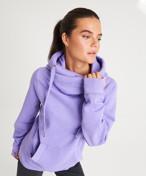 ntprinter's tweet image. Cross Neck Hoodie by Just Hoods.
Cotton faced fabric, modern and stylish,  high necked cross over hoodie in a heavy weight fabric to keep you cosy.
Vegan Approved fabric.
Now available in Digital Lavender.