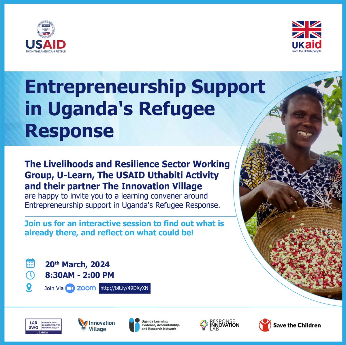 Join us for an interactive session of critical reflection around #Entrepreneurship Support in Uganda's Refugee Response: what exists and what could be! 🌐bit.ly/49DXyXN 📅20/03 ⏰8.30 AM @FCDOGovUK @USAIDSavesLives @TheVillageUG @savechildrenug @RIL_Uganda @UNHCRuganda