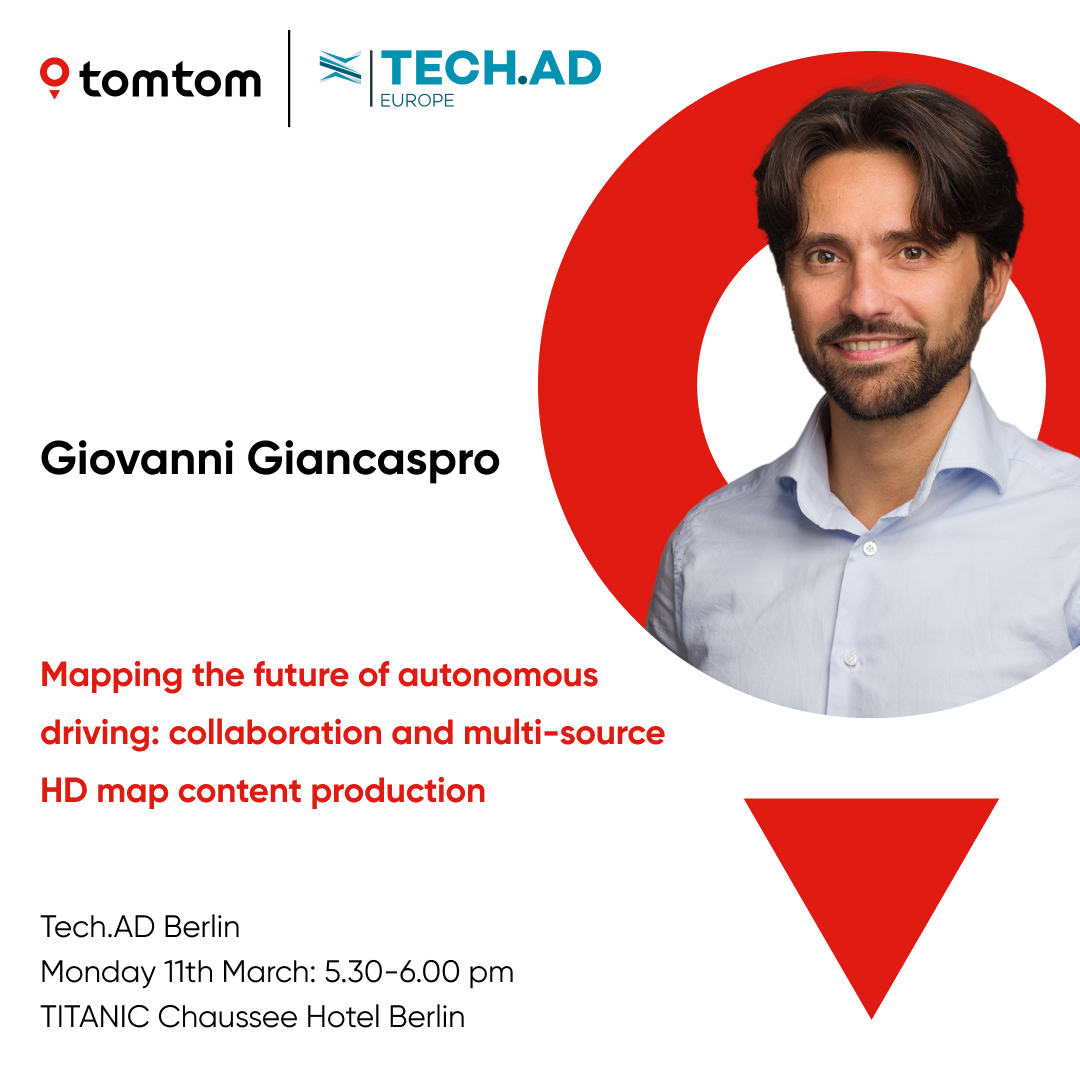 TechAD is just around the corner! Delve deeper into the world of mapping and autonomous driving. Join us in Berlin March 10 – 12. 🎤Do not miss Giovanni Giancaspro at 5.30pm on Monday as he reveals how we team up with different sources to create HD maps. See you there:…