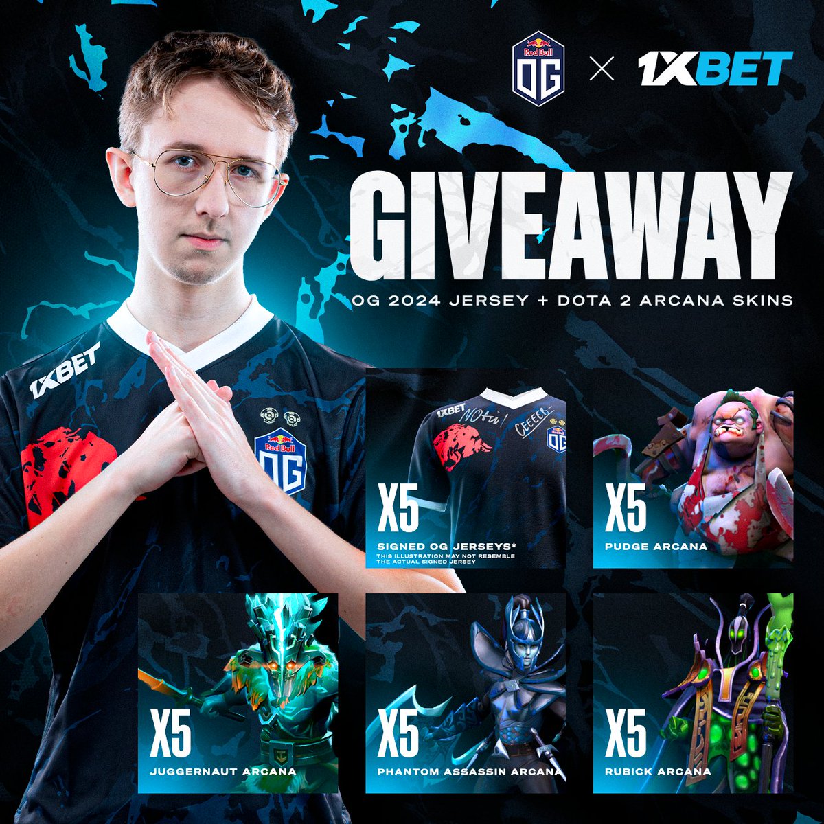 1xBet Esports x OG Giveaway 🔥

It's time to loot some OG jerseys and Arcanas for #Dota2 🤩

Participation conditions are super EZ:
✅ Follow <a href="/OGesports/">OG</a> &amp; <a href="/1xBet_Esports/">1xBet Esports</a>
✅ Like and RT
✅ Tag 2 Friends

The winners will be chosen using a randomizer and automatically distributed
