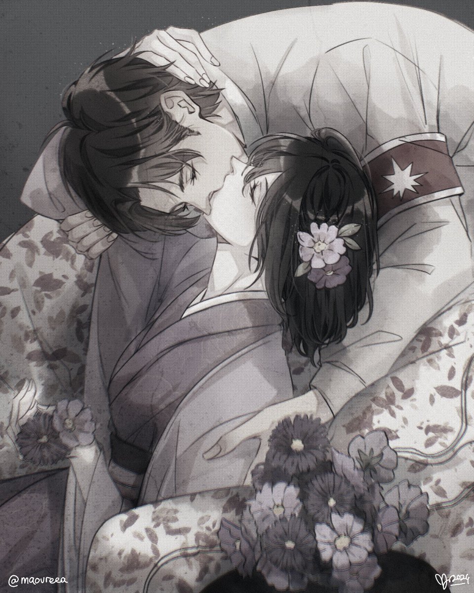 maovreea's tweet photo. ーLiberio, circa 740 year. A Marleyan warrior and his wife, a princess from Hizuru. 

#エレミカ #eremika #進撃の巨人 #aot #エレン #ミカサ https://t.co/UM652XfMvG