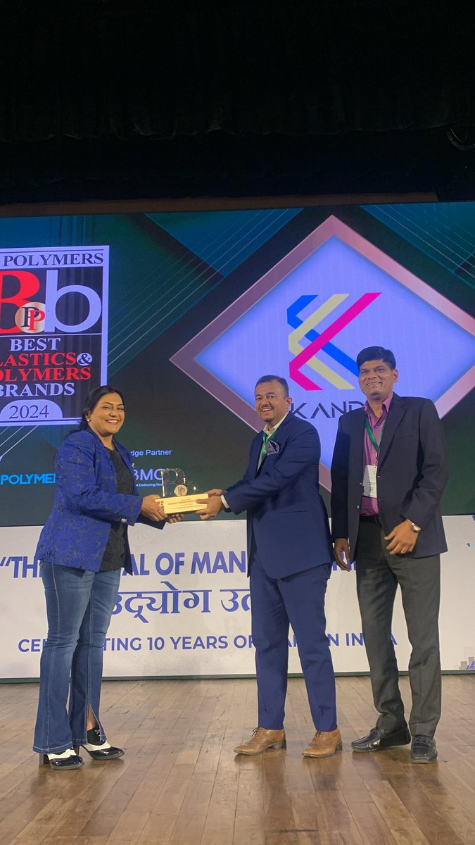 #ExxonMobilFOM2024| Kandui Industries wins the award for E T Polymers Best Brands in Plastics and Polymers Their unwavering commitment to excellence and innovative approach have set a new benchmark in the industry. 

A big congratulations to their entire team! <a href="/rohitsLogic/">Rohit’sLogic</a>