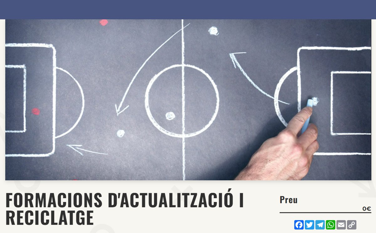 "Aquesta formació serà gratuïta amb un cost de 25€ per l’expedició del certificat d’actualització"

Gratuïta amb un cost de 25€! Entrenadors de Catalunya. Clinck, clink, caixa!

formacio.fcf.cat/curs/30
#futbolcat