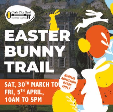 Our Easter Bunny Trail is back this year from Saturday 30th March until Friday 5th April! Regular admissions rates apply. Click on the below link to book your self-guided tickets in advance or buy your tickets on arrival: bookings.corkcitygaol.com/book #corkcitygaol #easterbunnytrail