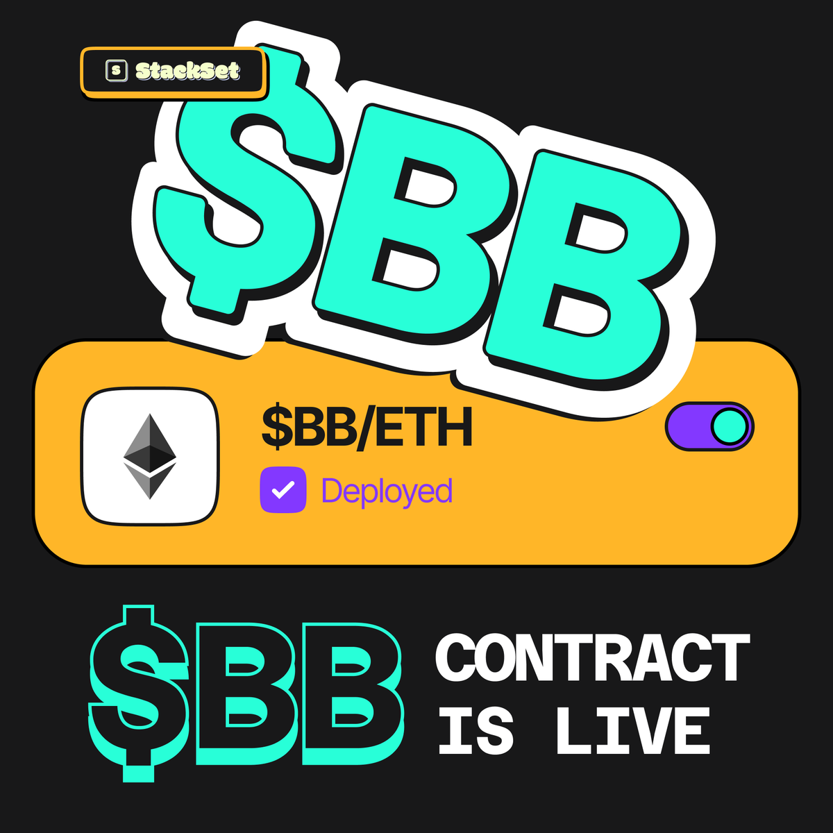 The $BB contract has been deployed.

CA: 0x5eF293B05B18354F238589D43702cE23156Bcf0E

The Uniswap pair will be created in ~2 hours from now, in the meantime feel free to read the contract.