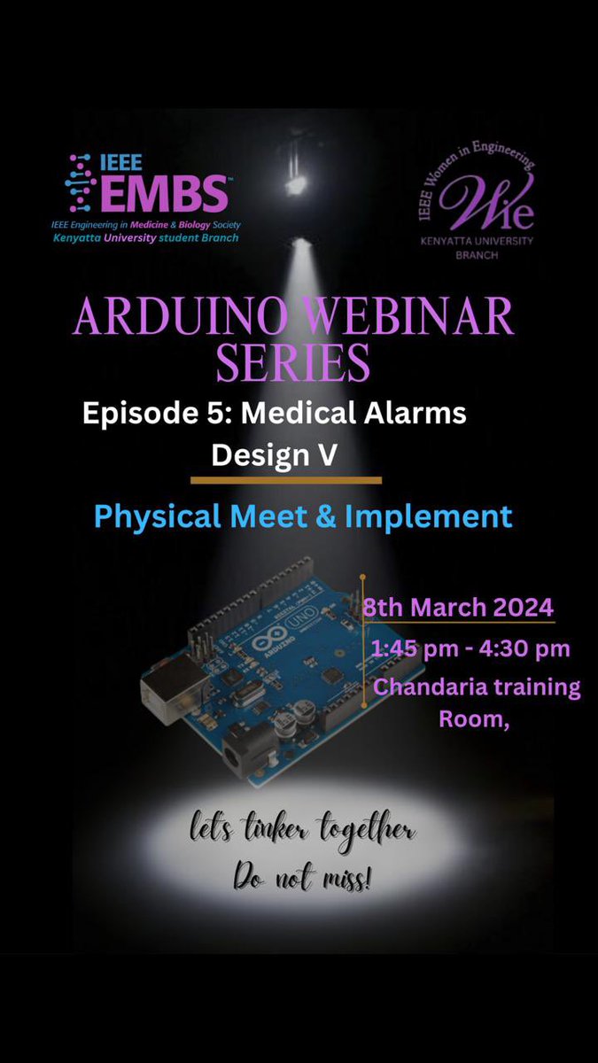 🚀 *Unleash Your Arduino Skills LIVE!* 

🔧 *Hands-On Arduino Workshop*
📆 *Date: Friday, 08/03/2024*
🕒 *Time: 1345hrs – 1700hrs*
📍 *Location: IEEE Training room, Chandaria BIIC*

🎟️ *Limited Seats! Reserve Yours Now!*
RSVP Link: events.vtools.ieee.org/event/register…