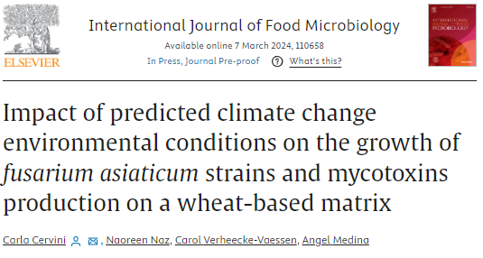 🎉 New paper out! Discover how #Fusarium asiaticum growth and #mycotoxins production is impacted by climate change environmental conditions.
sciencedirect.com/science/articl…