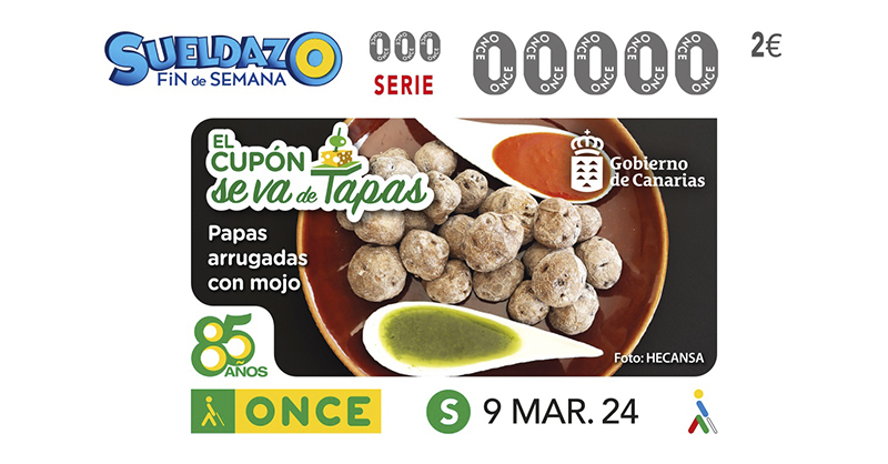 ONCE_oficial's tweet photo. ¡El cupón se va de #tapas!

Y dedica hoy el #cupONCE a las #PapasArrugadas con #Mojo, una tapa que se convierte en alta cocina😋

Descubre el origen del mojo en el cupón👇
@TurismCanarias @TurismoGobCan @hecansa @JuegosONCE
