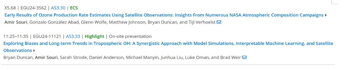 Do you want to know more about our novel product, ozone production rates, from space? Please come to #EGU2024, where I'll show you how a blend of information from models, aircraft, and TROPOMI can create an informative product. Plus, I'll give a talk about OH drivers/biases: