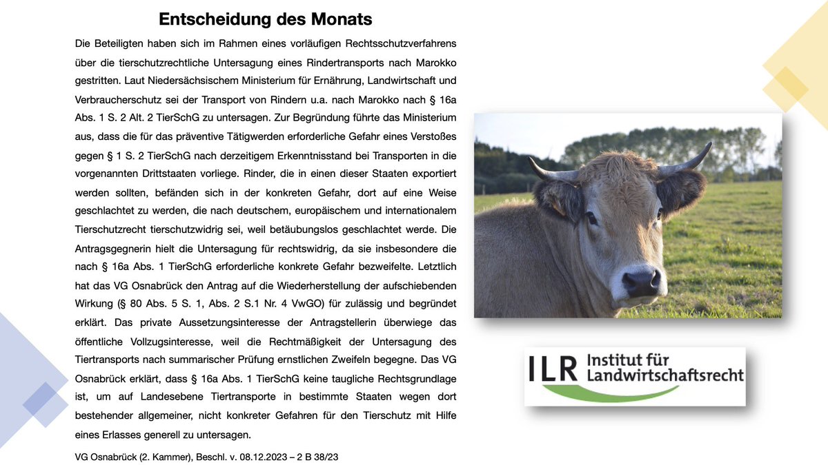 Entscheidung des Monats Februar 🐮

Jetzt Nachlesen unter BeckRS 2023, 23414!