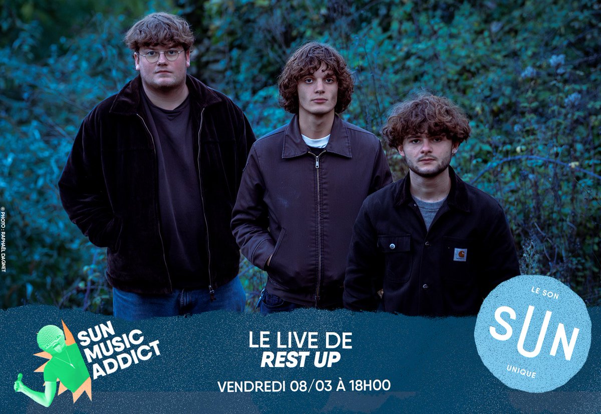 LeSonUnique's tweet image. Une musique enveloppée de contrastes, où des voix se démarquent et se cherchent… Le trio angevin Rest Up s’installe demain soir dans notre studio pour un live entre art punk et crank wave dans le #SunMusicAddict🎶

⏰ Rendez-vous à 18h ce vendredi 8 mars sur nos antennes