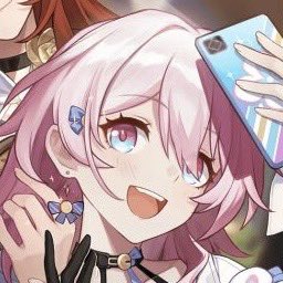 march 7th (honkai: star rail) pink hair smile phone selfie holding holding phone open mouth  illustration images