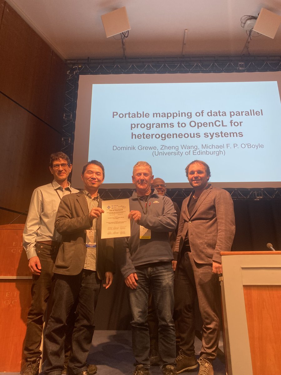 CGOconf's tweet image. #CGO24 Test of Time Award went "Portable mapping of data parallel programs to OpenCL for heterogeneous systems", from CGO 2013. Congratulations Dominik Grewe, Zheng Wang, Michael F. P. O'Boyle!
#compilers #codegeneration #optimization #edinburgh