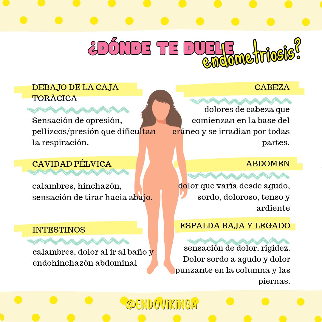 Dónde dueles, Endometriosis❓️

A cada afectada de endometriosis la enfermedad le afecta de manera distinta, con independencia del grado de afección que tenga. 

🔸️ Caja torácica
🔸️ Cavidad pélvica
🔸️ Intestinos
🔸️ Cabeza
🔸️ Abdomen
🔸️ Espalda baja

#endometriosis