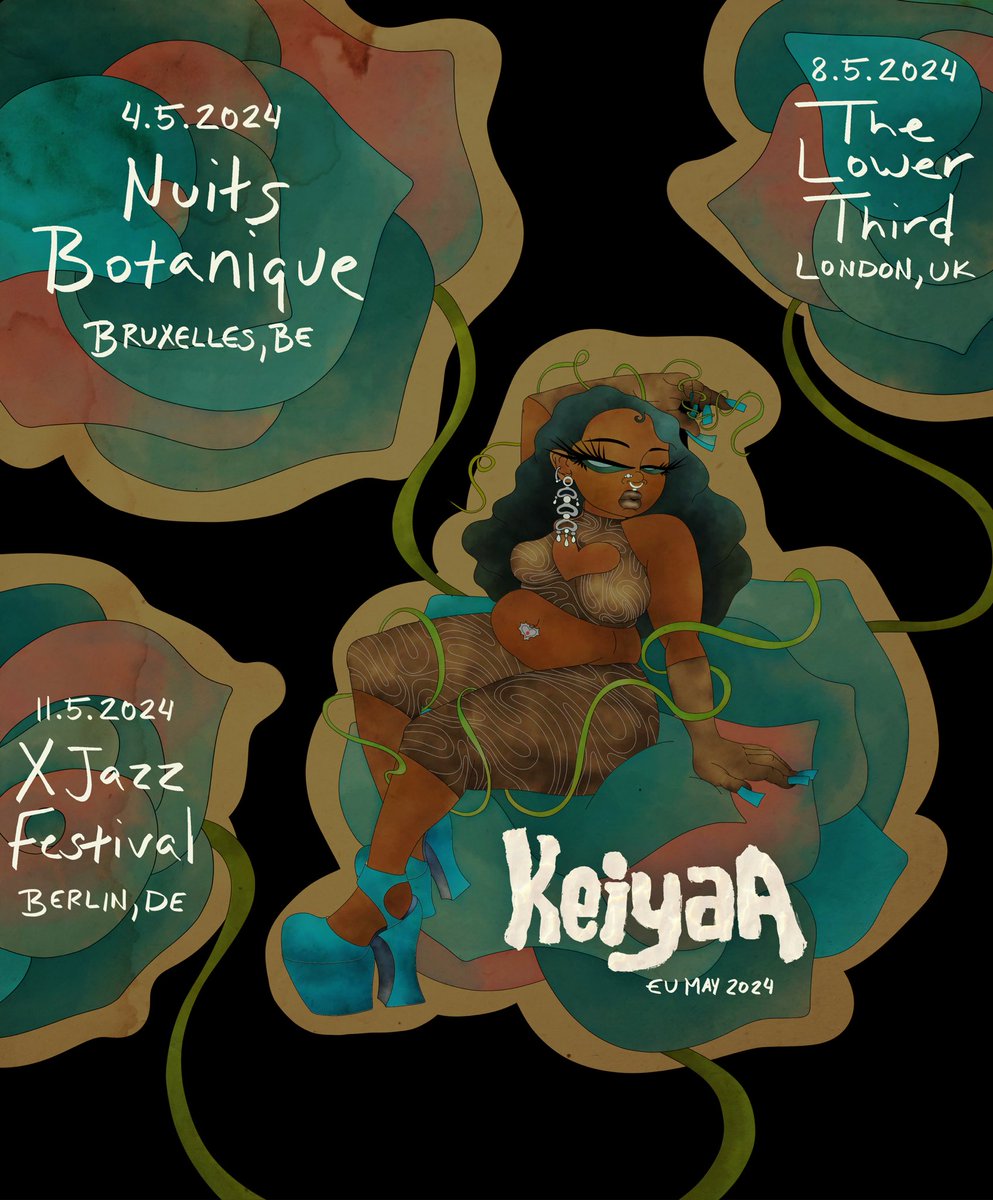 come see me dis May 💔 tickets @ keiyaA.com 🖤 artwork by kara yancey 🖤